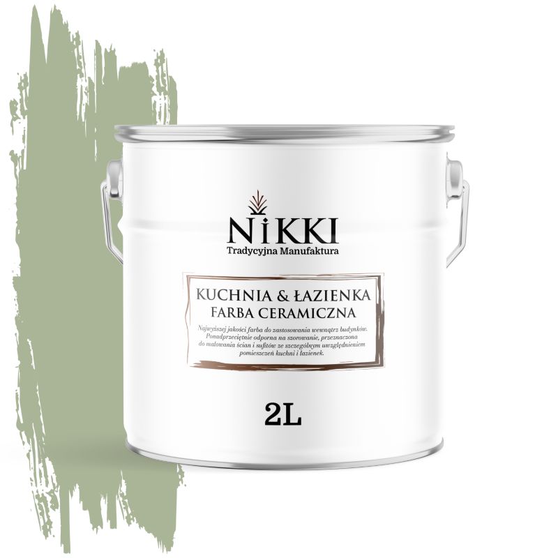 Farba Ceramiczna do Kuchni i Łazienki Zmywalna NIKKI Zielony H2143 Głęboki Mat 2L