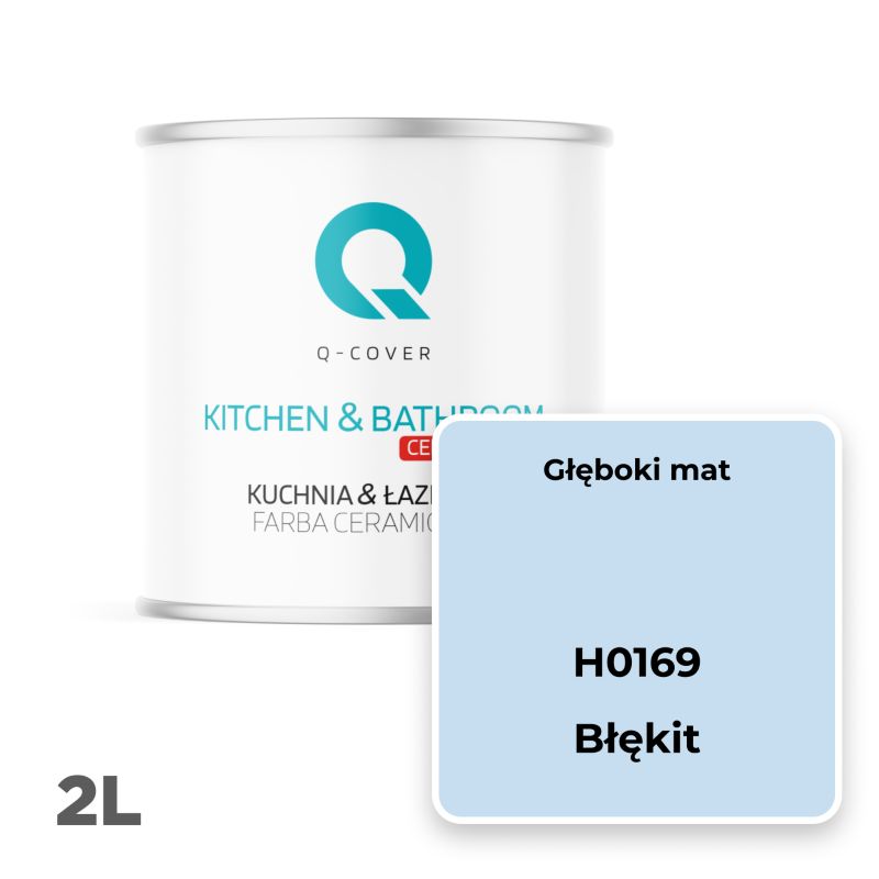 Farba Ceramiczna Kuchnia & Łazienka Q-Cover Błękit H0169 Głęboki Mat 2L