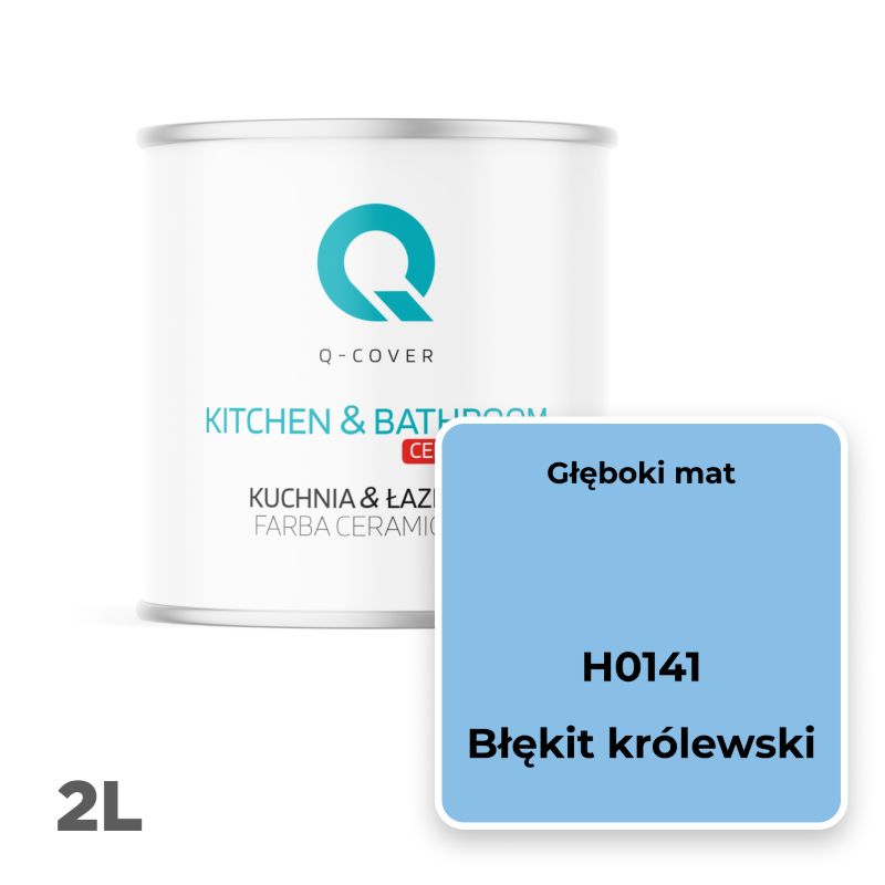 Farba Ceramiczna Kuchnia & Łazienka Q-Cover Błękit królewski H0141 Głęboki Mat 2L