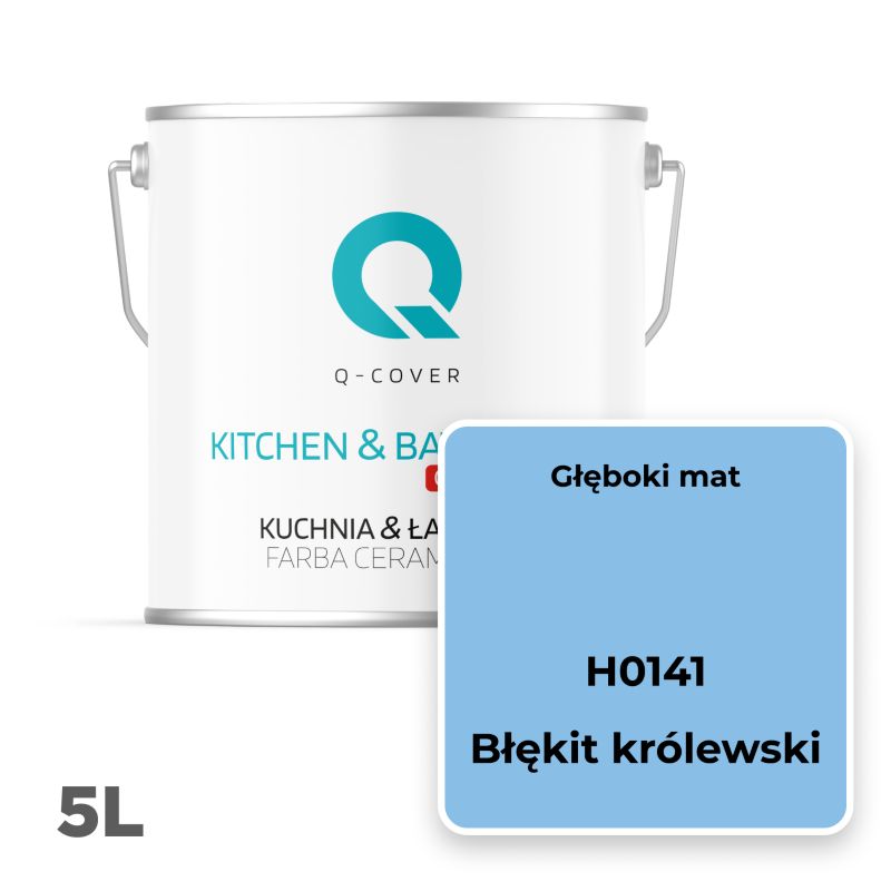 Farba Ceramiczna Kuchnia & Łazienka Q-Cover Błękit królewski H0141 Głęboki Mat 5L