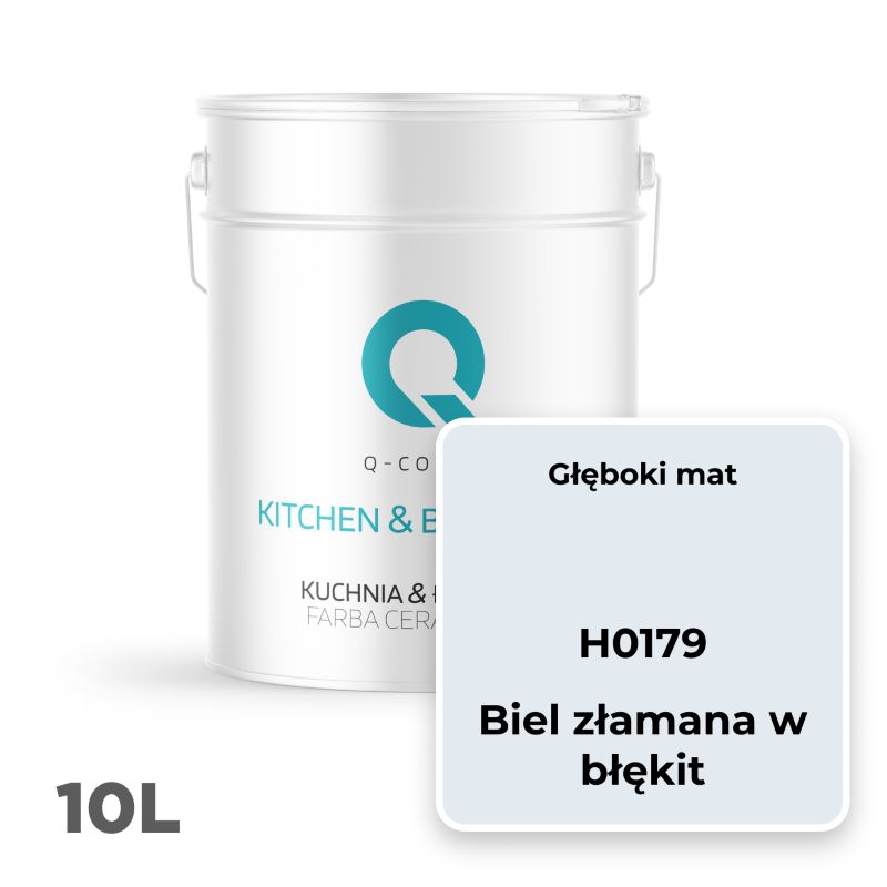 Farba Ceramiczna Kuchnia & Łazienka Q-Cover Biel złamana w błękit H0179 Głęboki Mat 10L