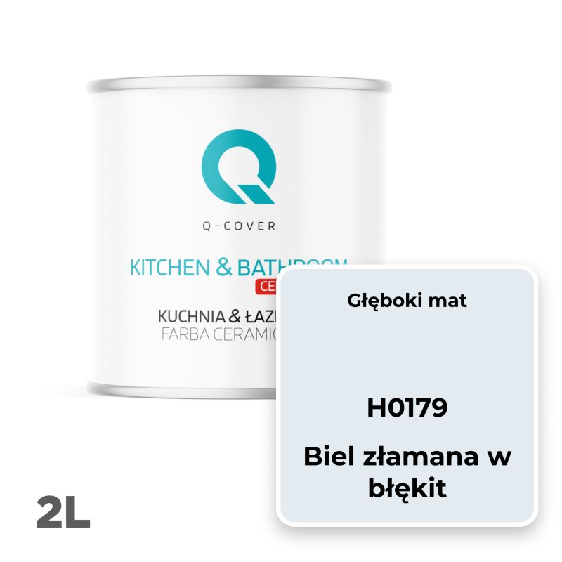 Farba Ceramiczna Kuchnia & Łazienka Q-Cover Biel złamana w błękit H0179 Głęboki Mat 2L