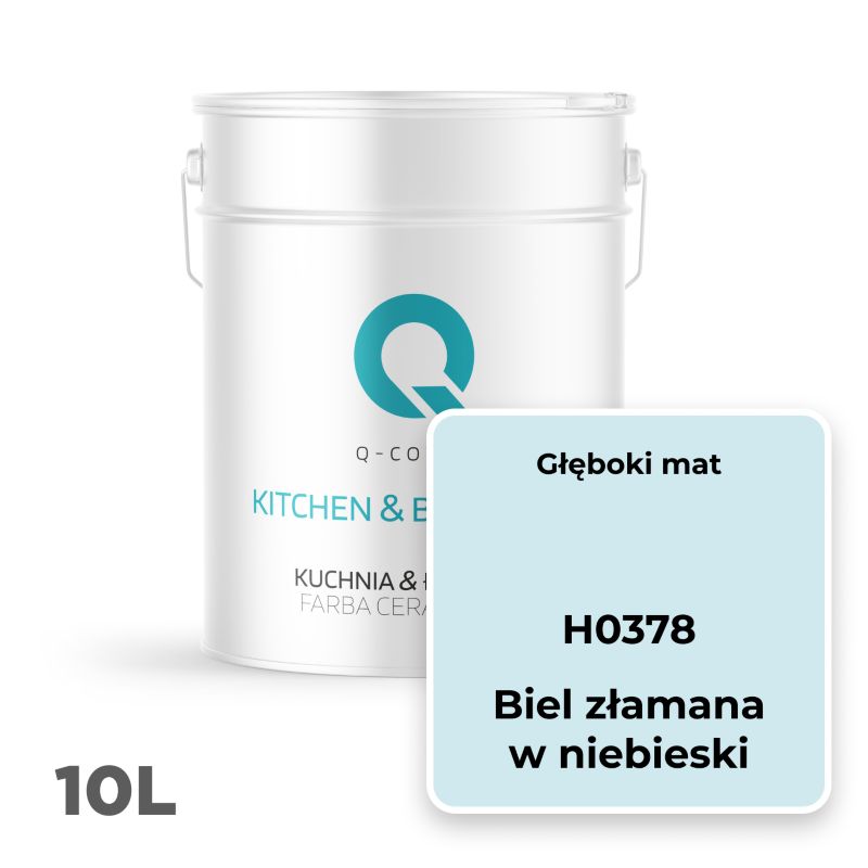 Farba Ceramiczna Kuchnia & Łazienka Q-Cover Biel złamana w niebieski H0378 Głęboki Mat 10L