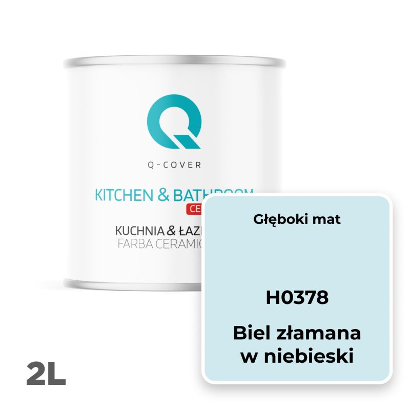 Farba Ceramiczna Kuchnia & Łazienka Q-Cover Biel złamana w niebieski H0378 Głęboki Mat 2L