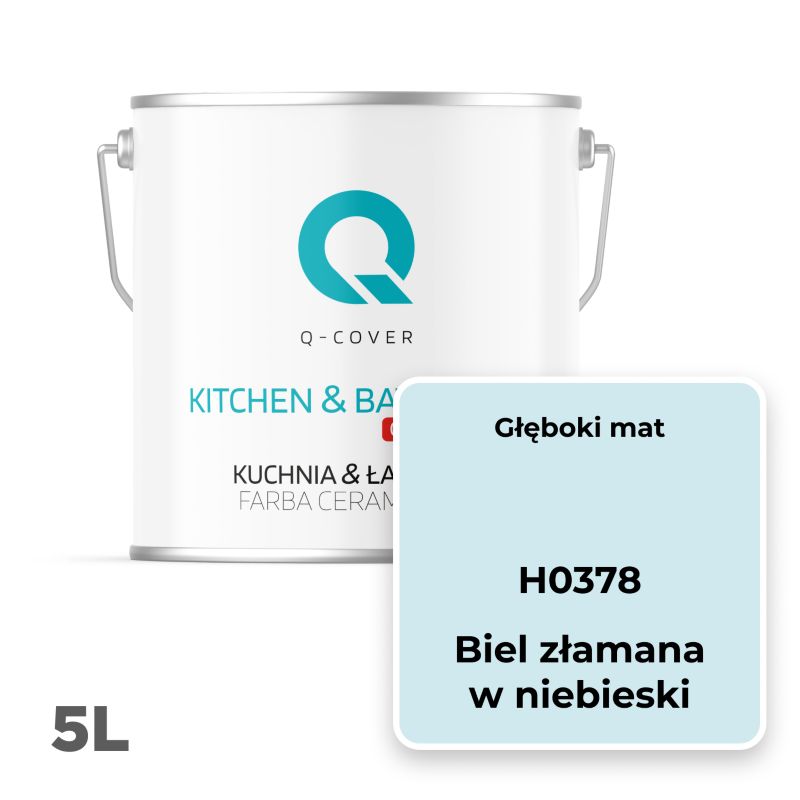 Farba Ceramiczna Kuchnia & Łazienka Q-Cover Biel złamana w niebieski H0378 Głęboki Mat 5L