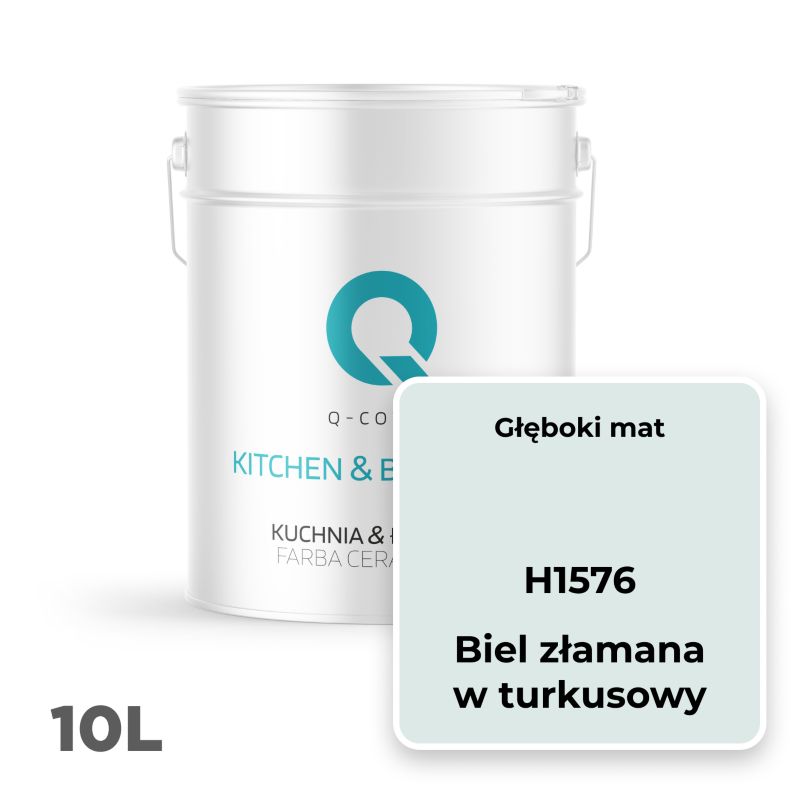 Farba Ceramiczna Kuchnia & Łazienka Q-Cover Biel złamana z turkusowy H1576 Głęboki Mat 10l