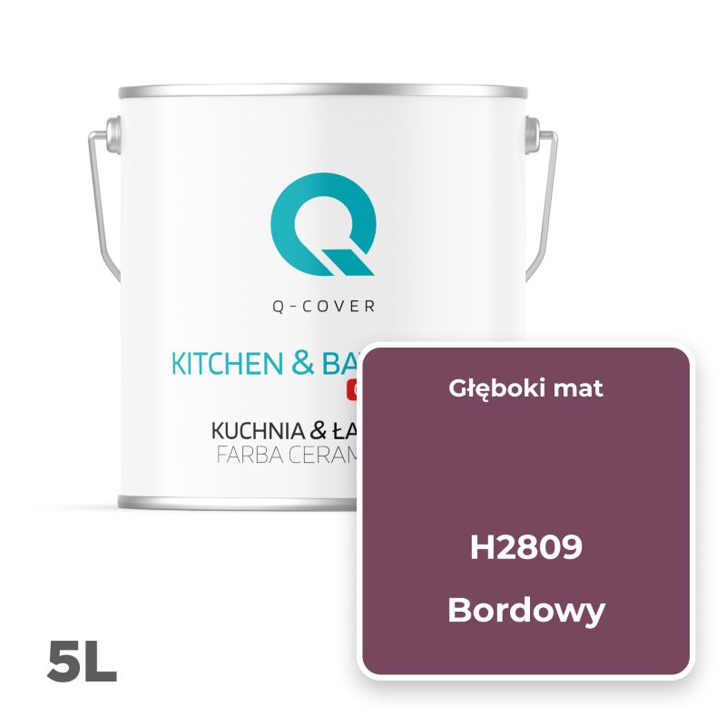 Farba Ceramiczna Kuchnia & Łazienka Q-Cover Bordowy H2809 Głęboki Mat 5L