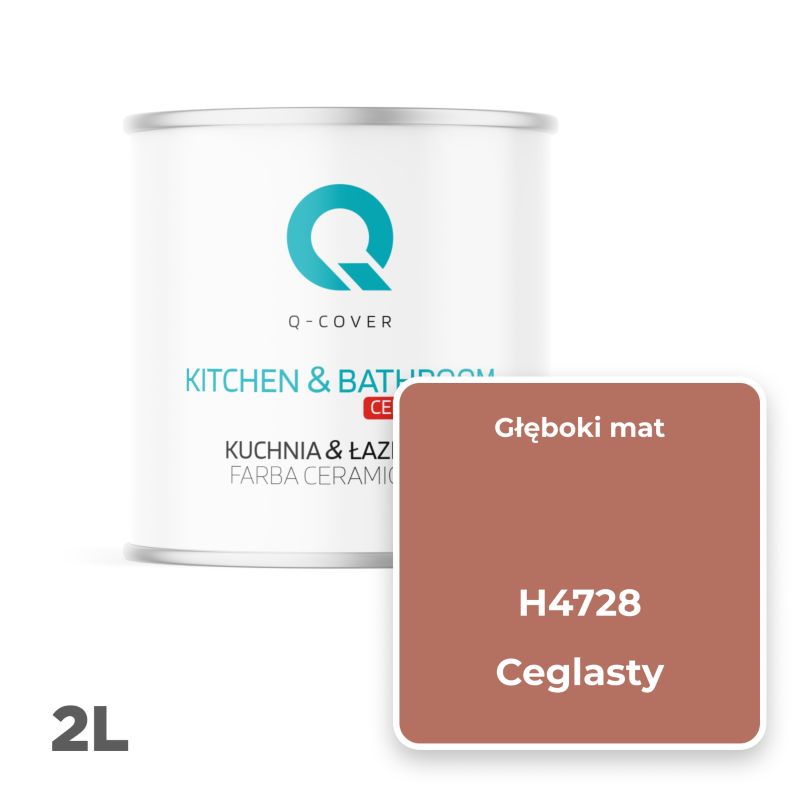 Farba Ceramiczna Kuchnia & Łazienka Q-Cover Ceglasty H4728 Głęboki Mat 2L
