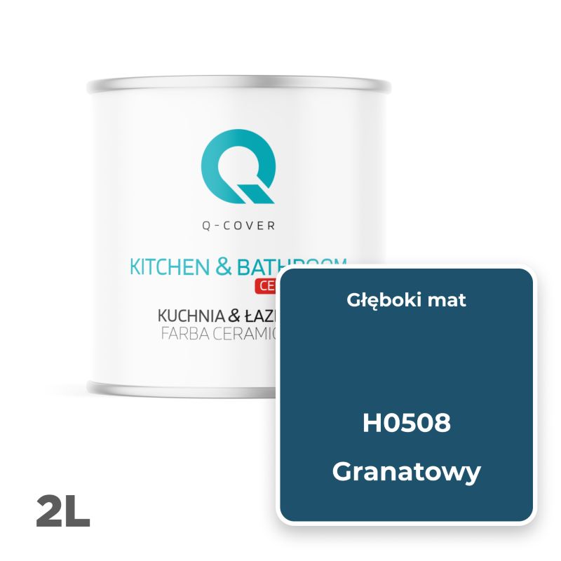 Farba Ceramiczna Kuchnia & Łazienka Q-Cover Granatowy H0508 Głęboki Mat 2L