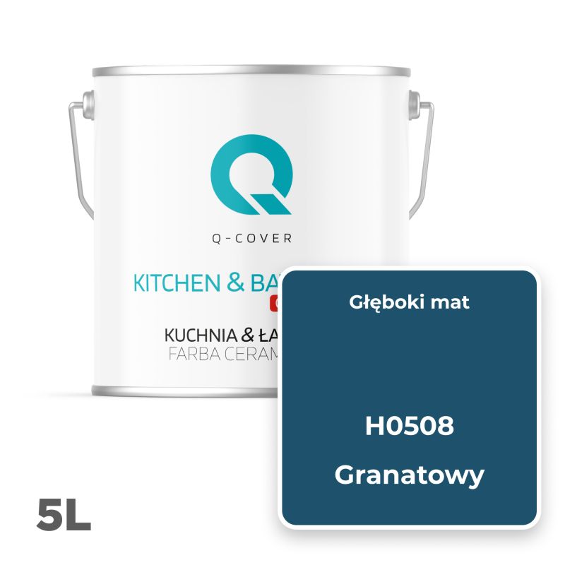 Farba Ceramiczna Kuchnia & Łazienka Q-Cover Granatowy H0508 Głęboki Mat 5L