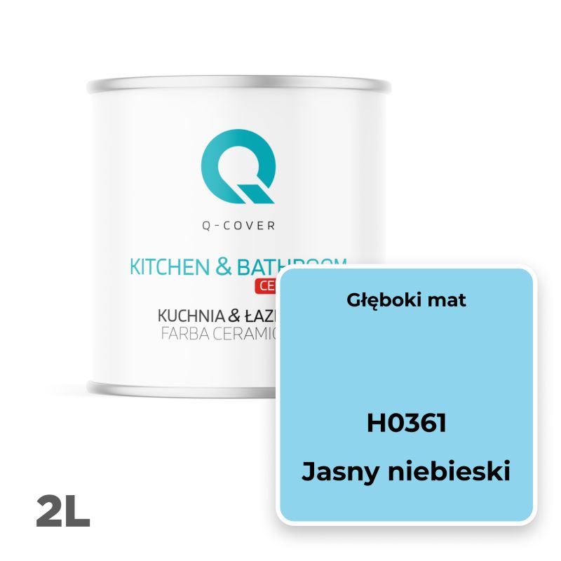 Farba Ceramiczna Kuchnia & Łazienka Q-Cover Jasny niebieski H0361 Głęboki Mat 2L
