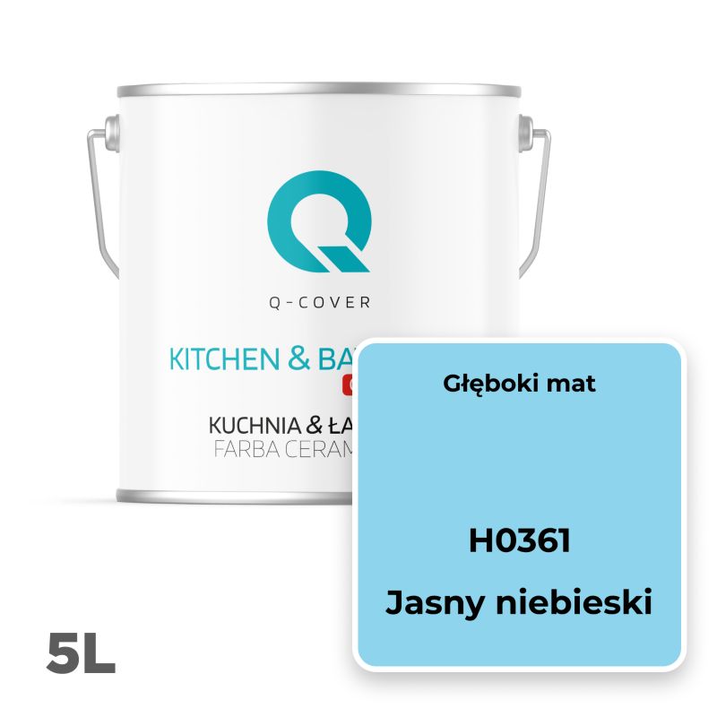 Farba Ceramiczna Kuchnia & Łazienka Q-Cover Jasny niebieski H0361 Głęboki Mat 5L