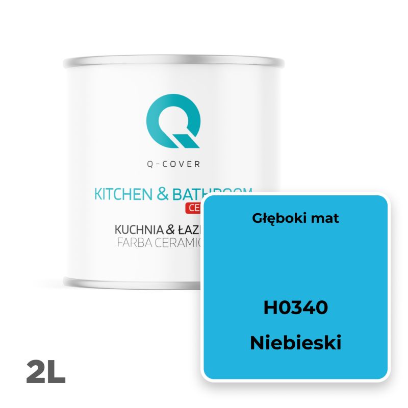 Farba Ceramiczna Kuchnia & Łazienka Q-Cover Niebieski H0340 Głęboki Mat 2L