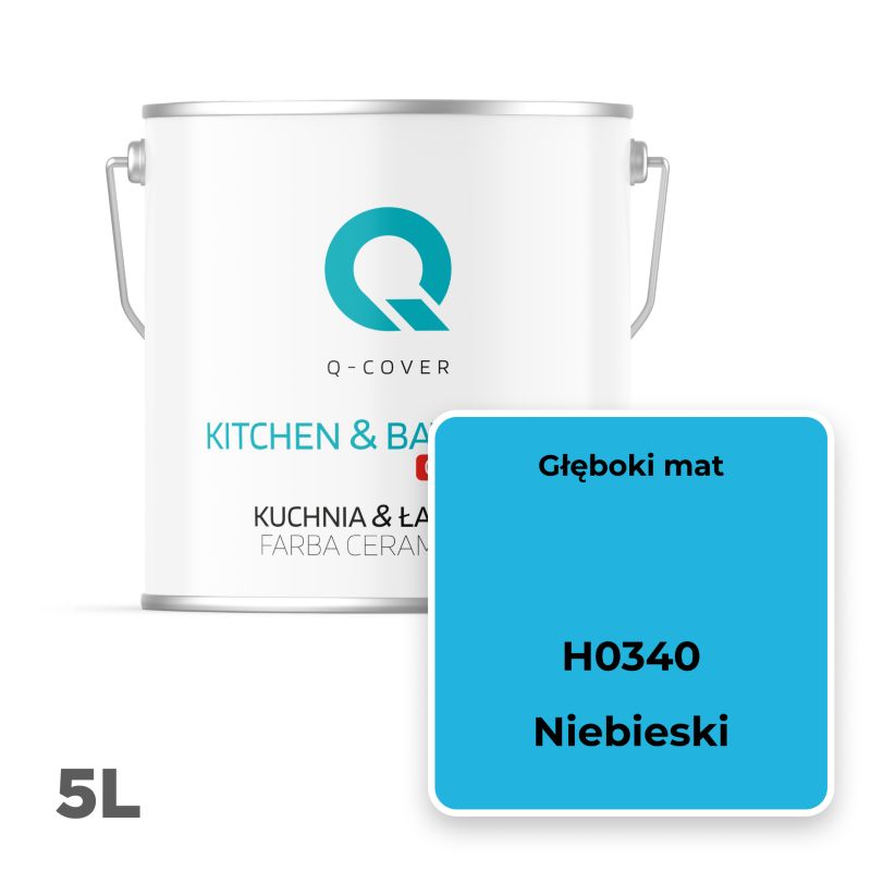 Farba Ceramiczna Kuchnia & Łazienka Q-Cover Niebieski H0340 Głęboki Mat 5L