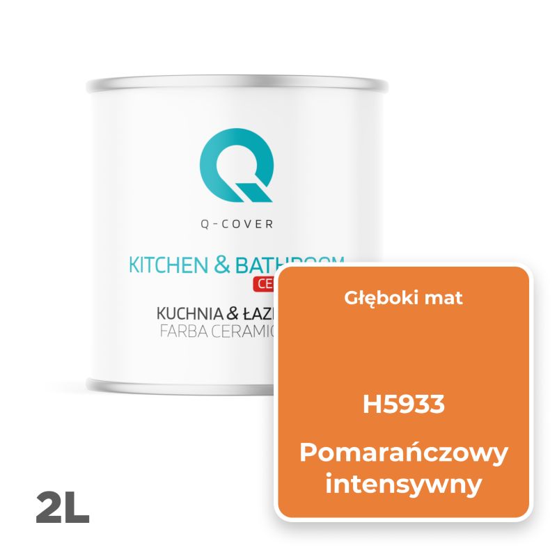 Farba Ceramiczna Kuchnia & Łazienka Q-Cover Pomarańczowy intensywny H5933 Głęboki Mat 2L