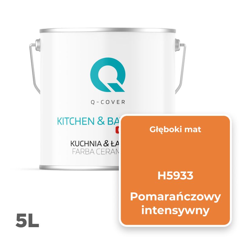 Farba Ceramiczna Kuchnia & Łazienka Q-Cover Pomarańczowy intensywny H5933 Głęboki Mat 5L