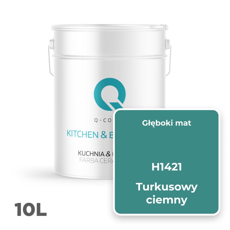 Farba Ceramiczna Kuchnia & Łazienka Q-Cover Turkusowy ciemny H1421 Głęboki Mat 10L
