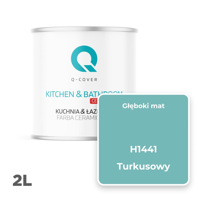 Farba Ceramiczna Kuchnia & Łazienka Q-Cover Turkusowy H1441 Głęboki Mat 2L