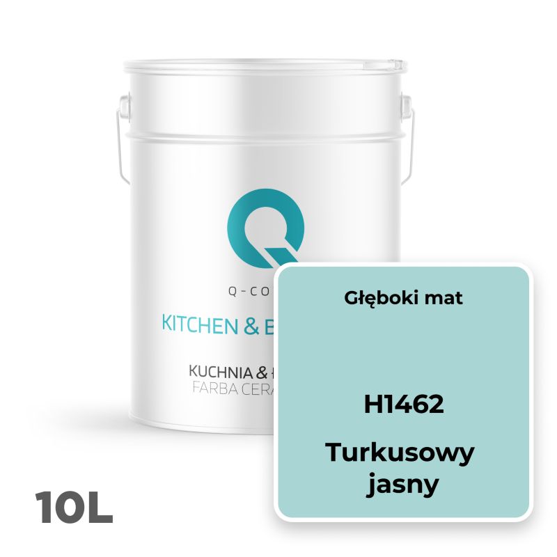Farba Ceramiczna Kuchnia & Łazienka Q-Cover Turkusowy jasny H1462 Głęboki Mat 10L