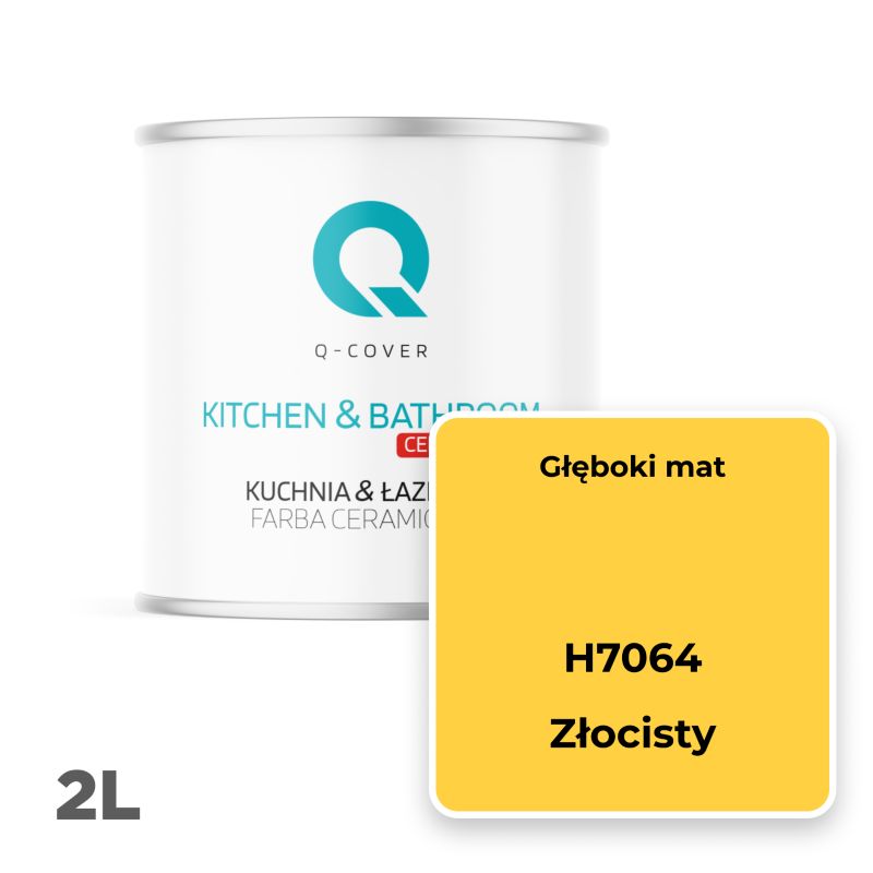 Farba Ceramiczna Kuchnia & Łazienka Q-Cover Złocisty H7064 Głęboki Mat 2L