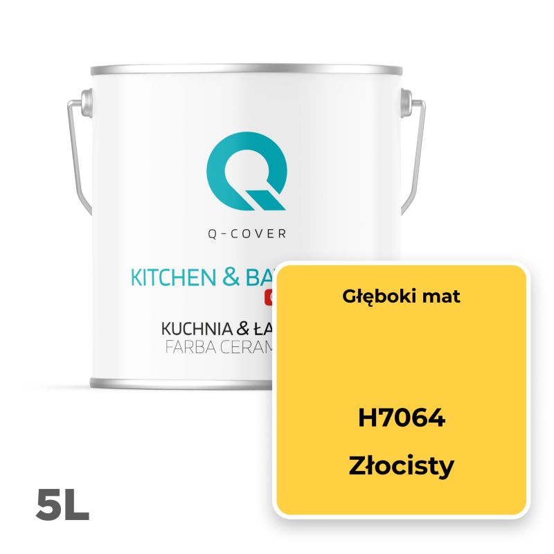 Farba Ceramiczna Kuchnia & Łazienka Q-Cover Złocisty H7064 Głęboki Mat 5L