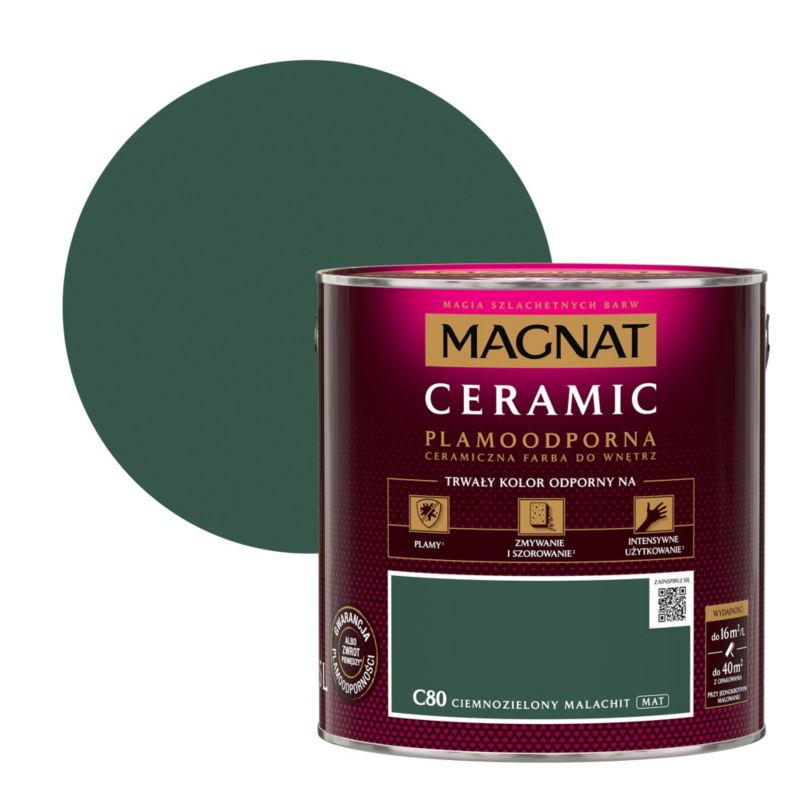 Farba ceramiczna Magnat Cer ciemnozielony malachit 2,5 l
