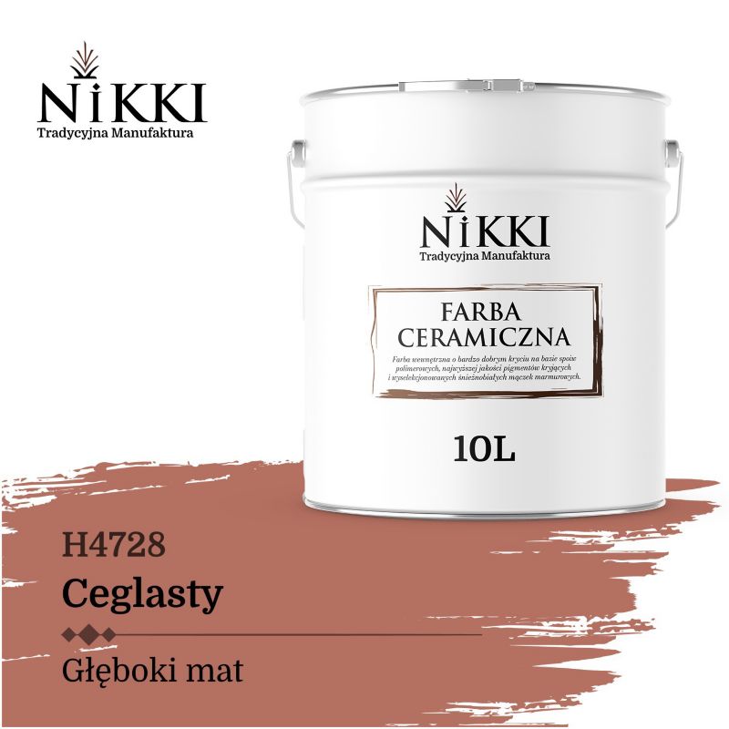 Farba Ceramiczna Wewnętrzna Ściany i Sufity NIKKI Ceglasty H4728 Głęboki Mat 10L