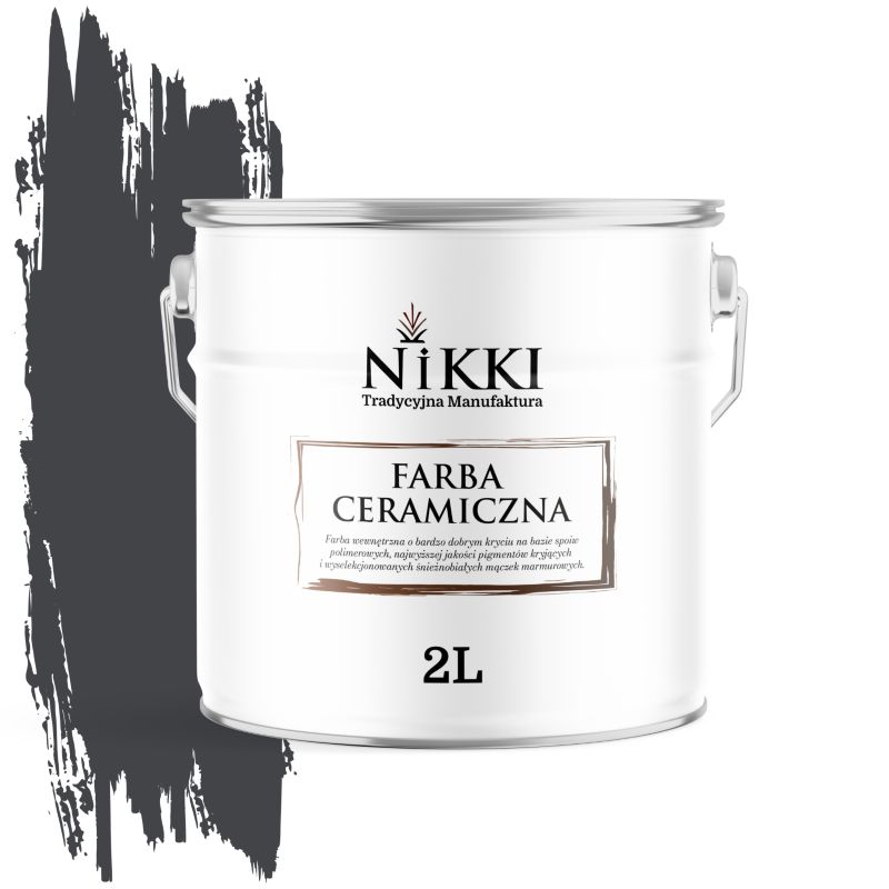 Farba Ceramiczna Wewnętrzna Ściany i Sufity NIKKI Czarny H0907 Głęboki Mat 2L