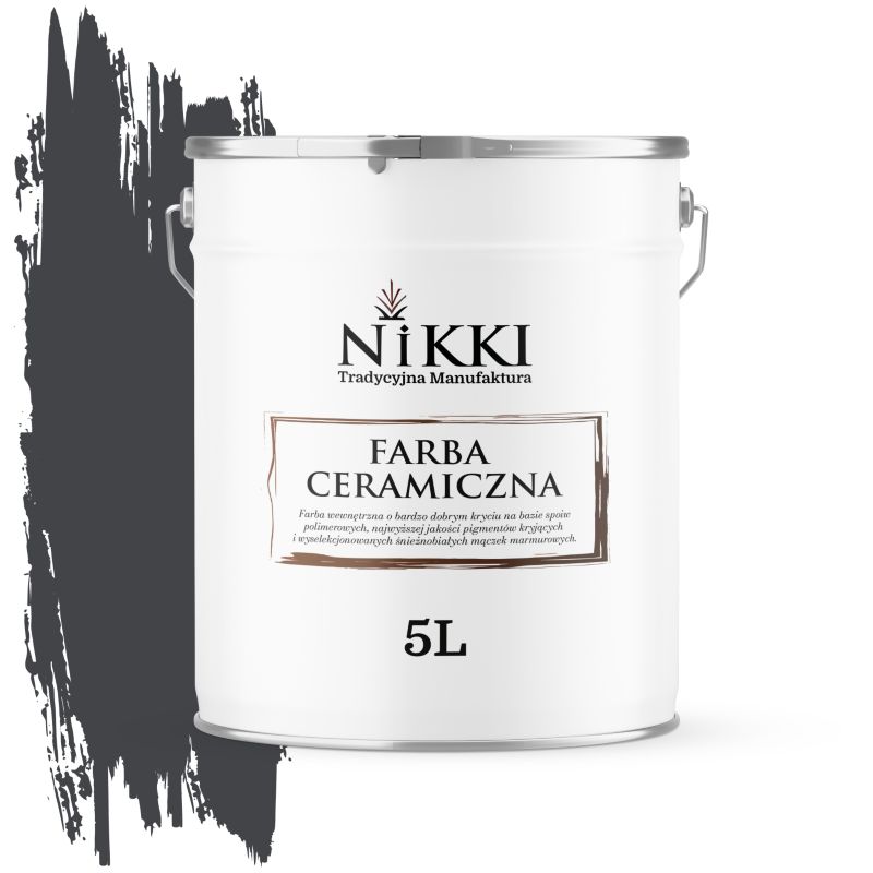 Farba Ceramiczna Wewnętrzna Ściany i Sufity NIKKI Czarny H0907 Głęboki Mat 5L