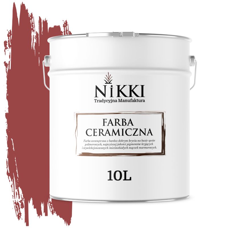 Farba Ceramiczna Wewnętrzna Ściany i Sufity NIKKI Czerwony ciemny H3412 Głęboki Mat 10L