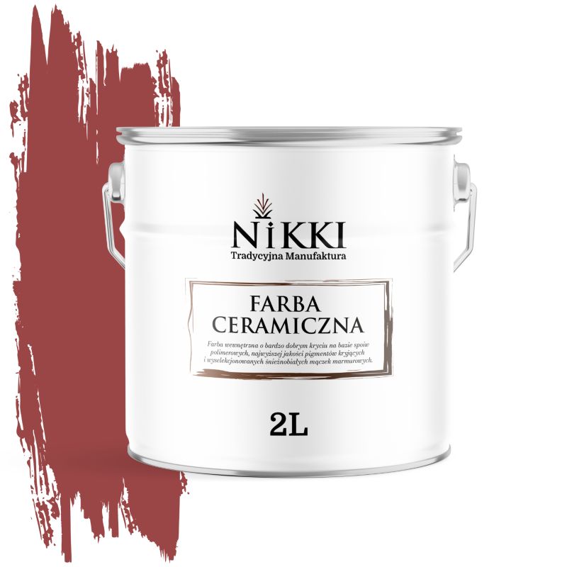 Farba Ceramiczna Wewnętrzna Ściany i Sufity NIKKI Czerwony ciemny H3412 Głęboki Mat 2L
