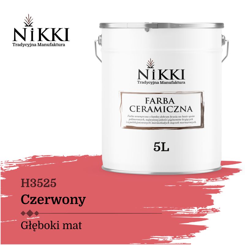 Farba Ceramiczna Wewnętrzna Ściany i Sufity NIKKI Czerwony H3525 Głęboki Mat 5L