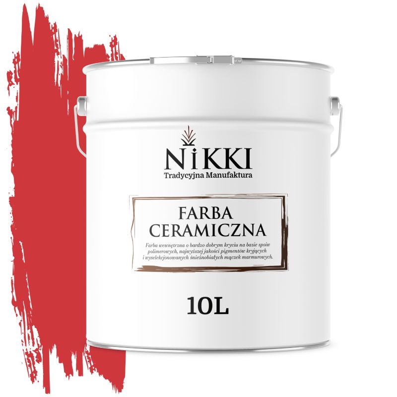 Farba Ceramiczna Wewnętrzna Ściany i Sufity NIKKI Czerwony ognisty H3516 Głęboki Mat 10L