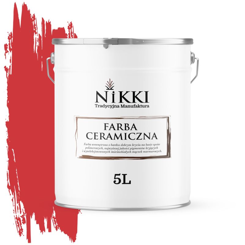 Farba Ceramiczna Wewnętrzna Ściany i Sufity NIKKI Czerwony ognisty H3516 Głęboki Mat 5L