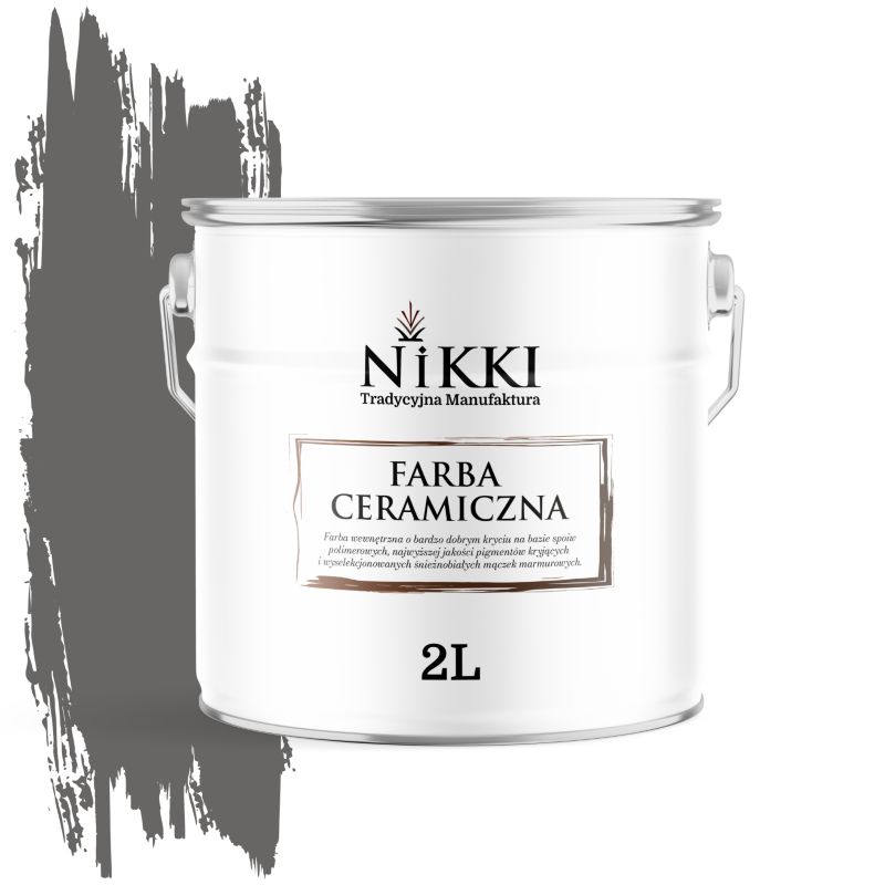 Farba Ceramiczna Wewnętrzna Ściany i Sufity NIKKI Grafitowy H1213 Głęboki Mat 2L