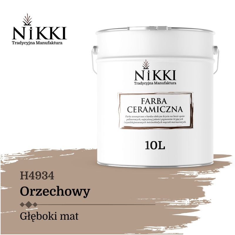 Farba Ceramiczna Wewnętrzna Ściany i Sufity NIKKI Orzechowy H4934 Głęboki Mat 10L