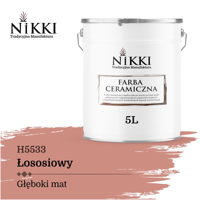 Farba Ceramiczna Wewnętrzna Ściany i Sufity NIKKI Łososiowy H5533 Głęboki Mat 5L