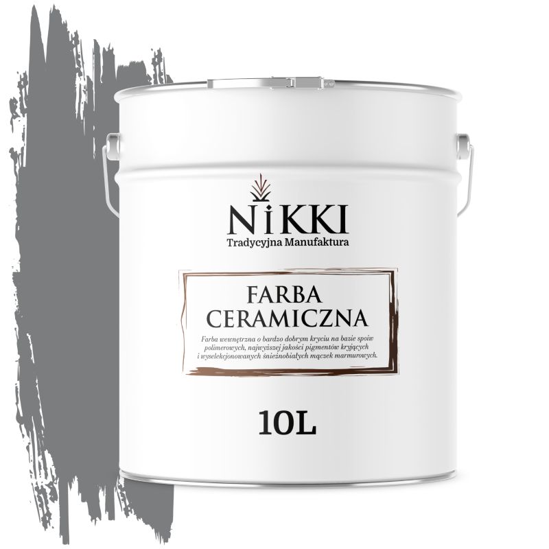 Farba Ceramiczna Wewnętrzna Ściany i Sufity NIKKI Szary ciemny H1020 Głęboki Mat 10L
