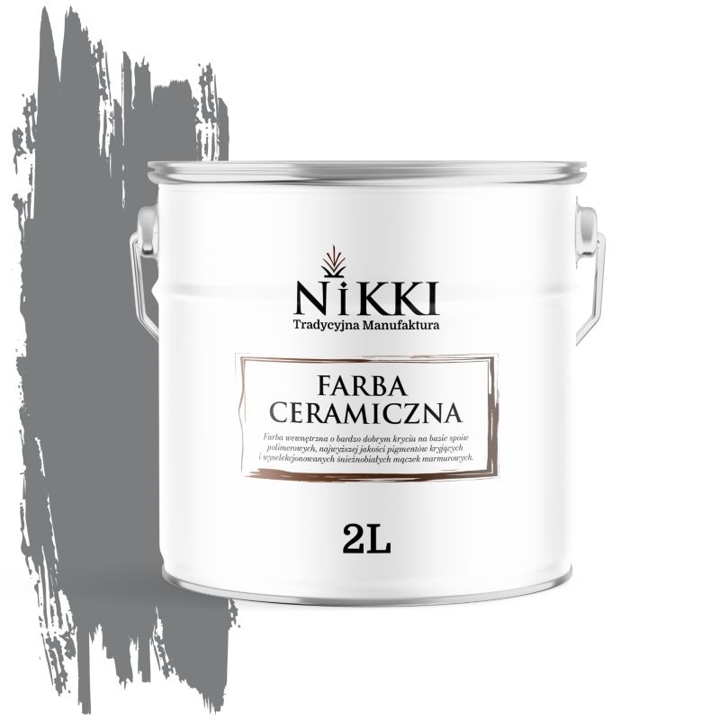 Farba Ceramiczna Wewnętrzna Ściany i Sufity NIKKI Szary ciemny H1020 Głęboki Mat 2L