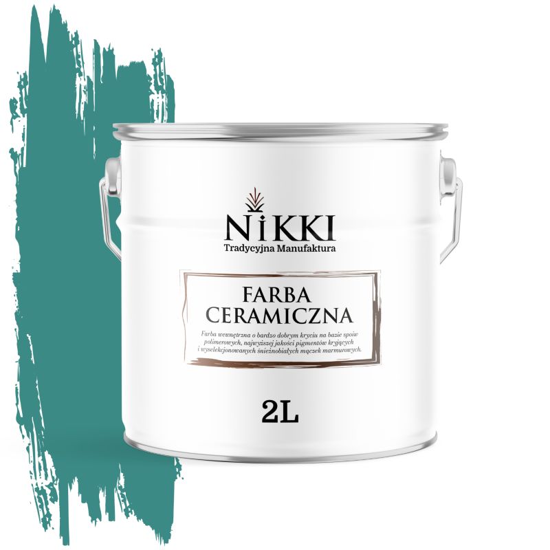Farba Ceramiczna Wewnętrzna Ściany i Sufity NIKKI Turkusowy ciemny H1421 Głęboki Mat 2L