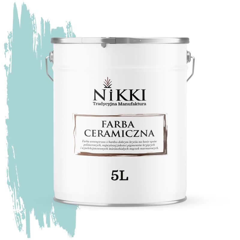 Farba Ceramiczna Wewnętrzna Ściany i Sufity NIKKI Turkusowy jasny H1462 Głęboki Mat 5L