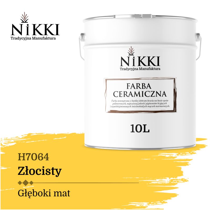 Farba Ceramiczna Wewnętrzna Ściany i Sufity NIKKI Złocisty H7064 Głęboki Mat 10L