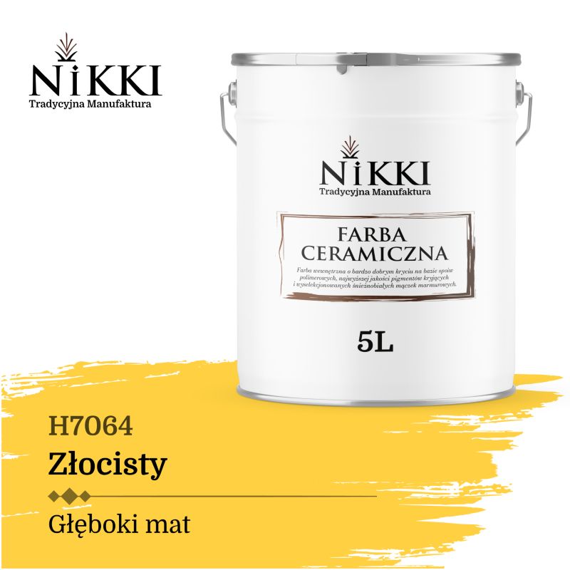 Farba Ceramiczna Wewnętrzna Ściany i Sufity NIKKI Złocisty H7064 Głęboki Mat 5L
