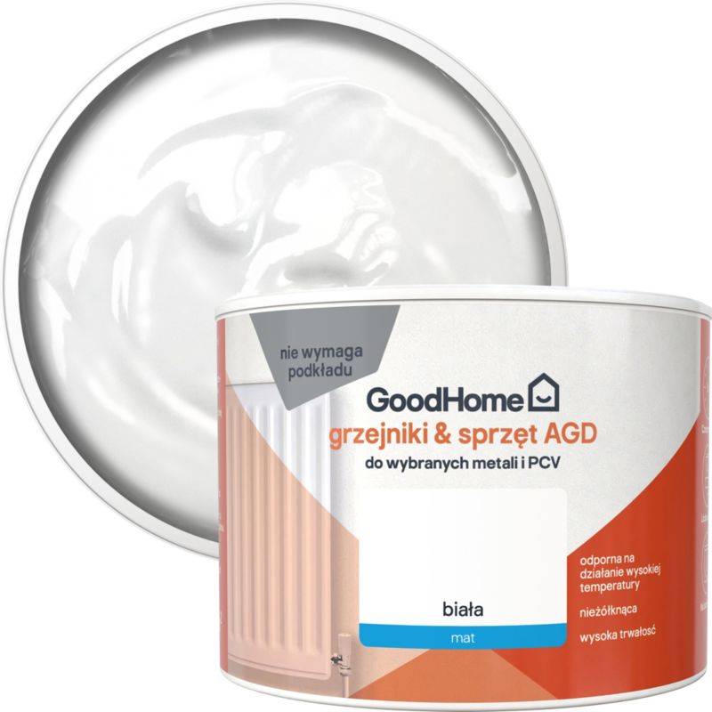 Farba do grzejników i sprzetu AGD GoodHome biały mat 0,375 l