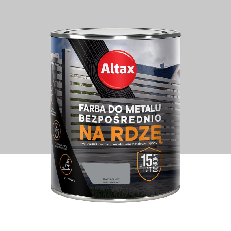 Farba do metalu Altax antykorozyjny szary półmat 0,75 l