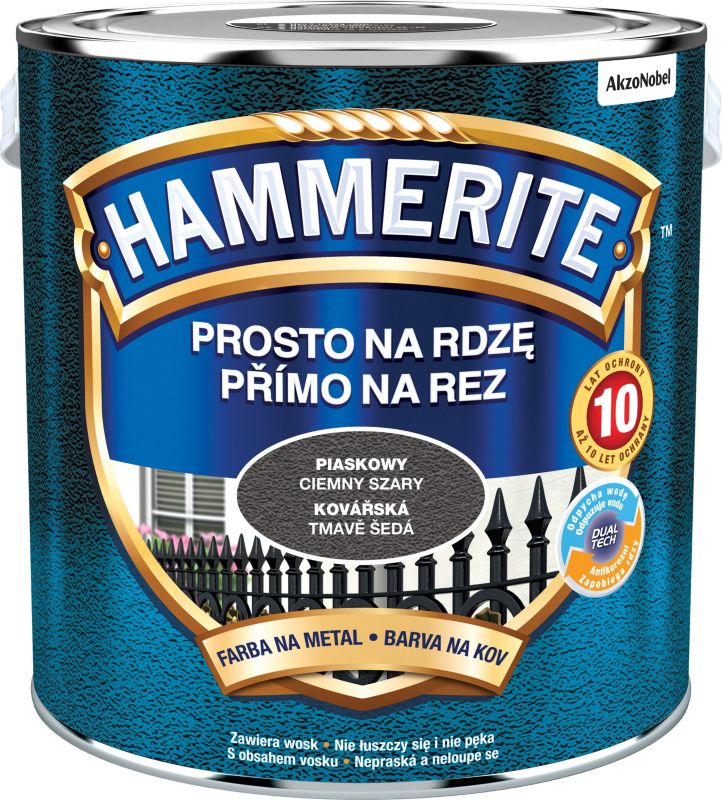 Farba do metalu Hammerite piaskowy ciemnoszary 2,5 l