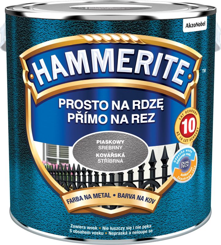 Farba do metalu Hammerite piaskowy srebrny 2,5 l