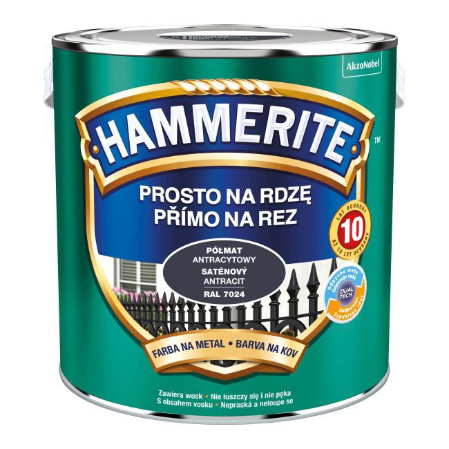 Farba do metalu Hammerite półmat antracyt 2,5 l