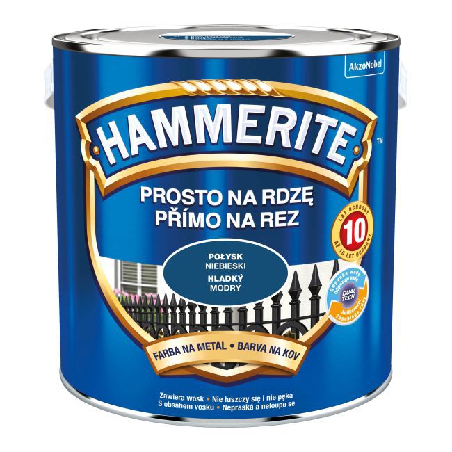 Farba do metalu Hammerite Prosto Na Rdzę połysk niebieski 2,5 l