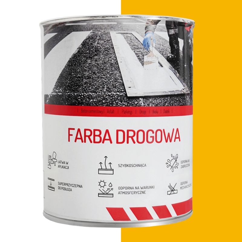 Farba Drogowa Żółta Bauhus Akrylowa do Asfaltu i Betonu 0,8 L 1 szt.